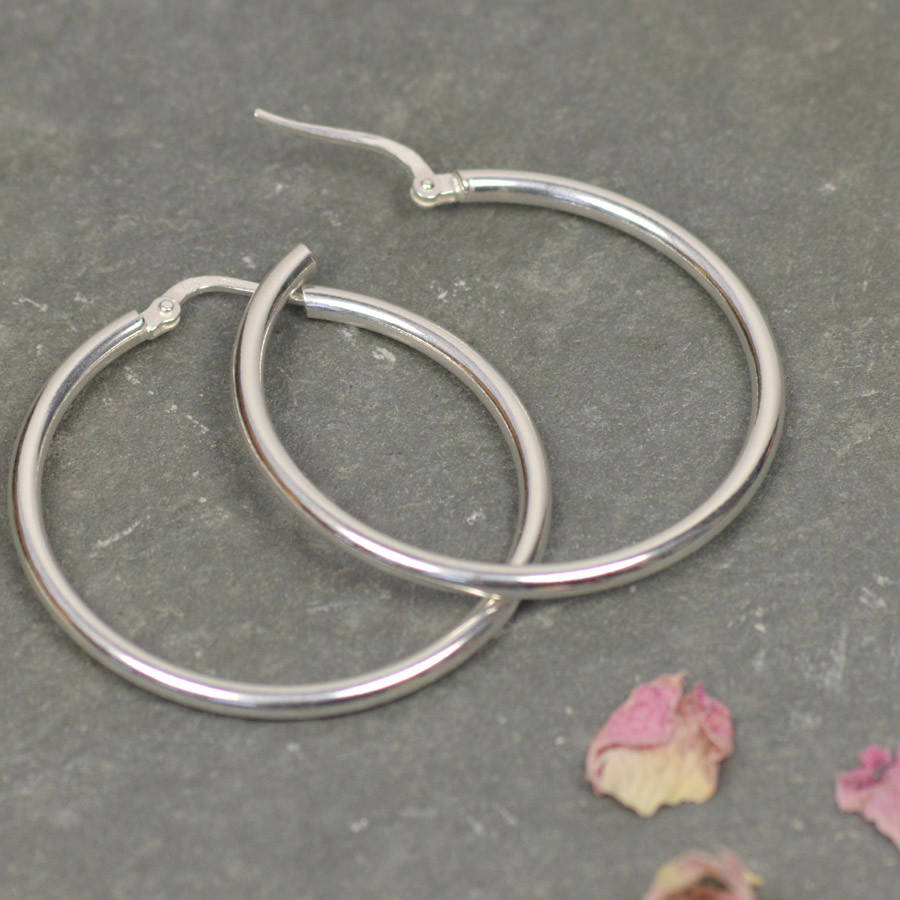 Medium Silver Hoop Earrings By Tigerlily Jewellery Notonthehighstreet