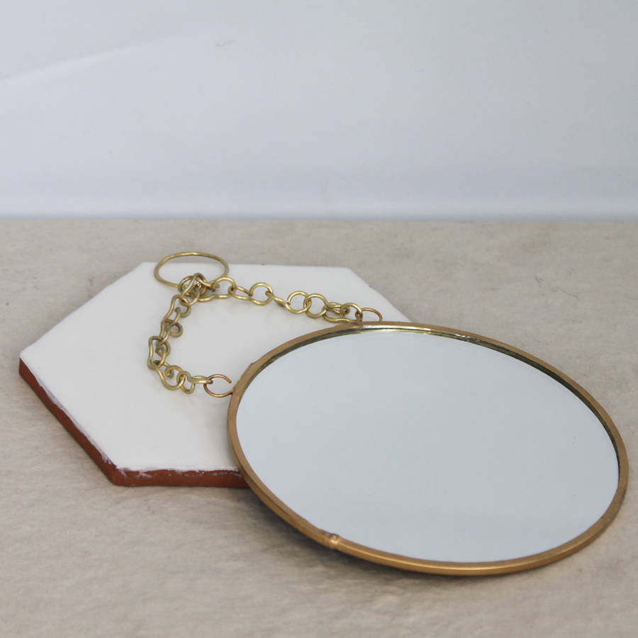 brass circular mirror with chain by posh totty designs interiors