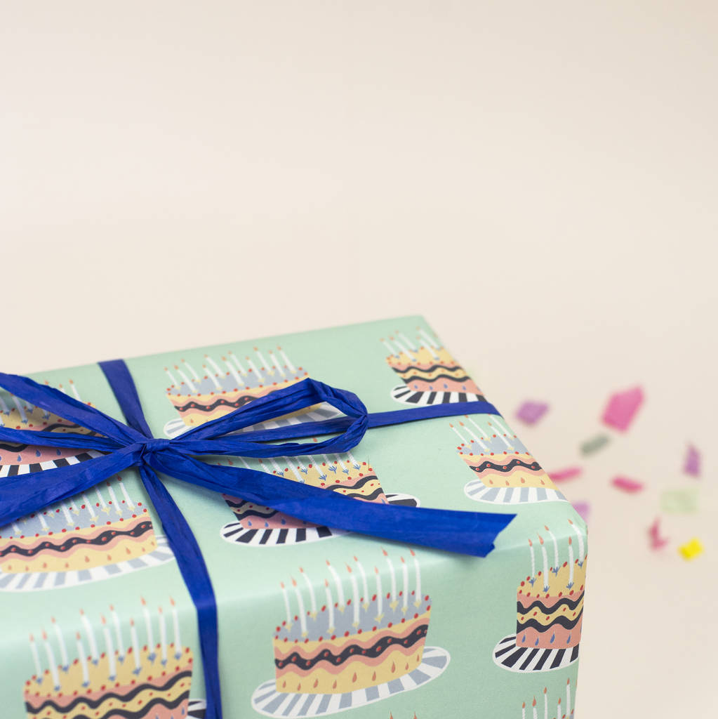 birthday cake wrapping paper by louise and lygo