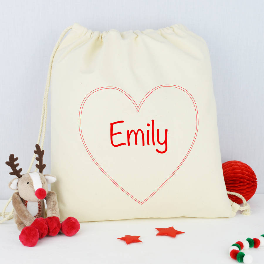 personalised heart drawstring bag by andrea fays