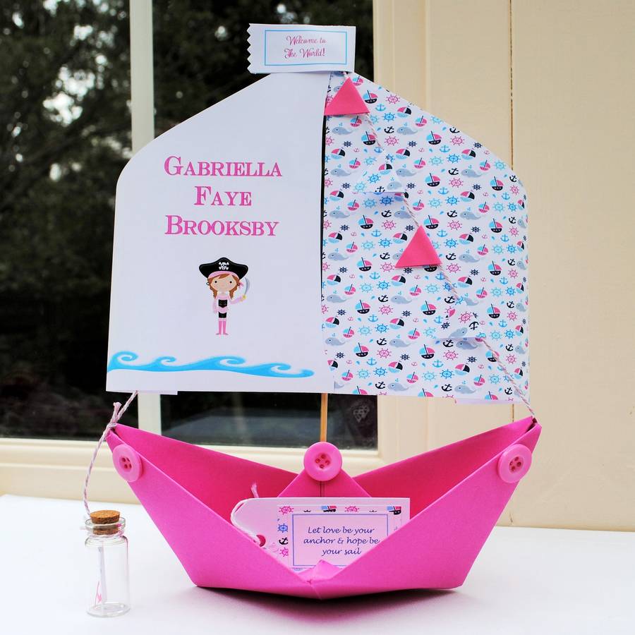 christening paper boat keepsake card by the little boathouse