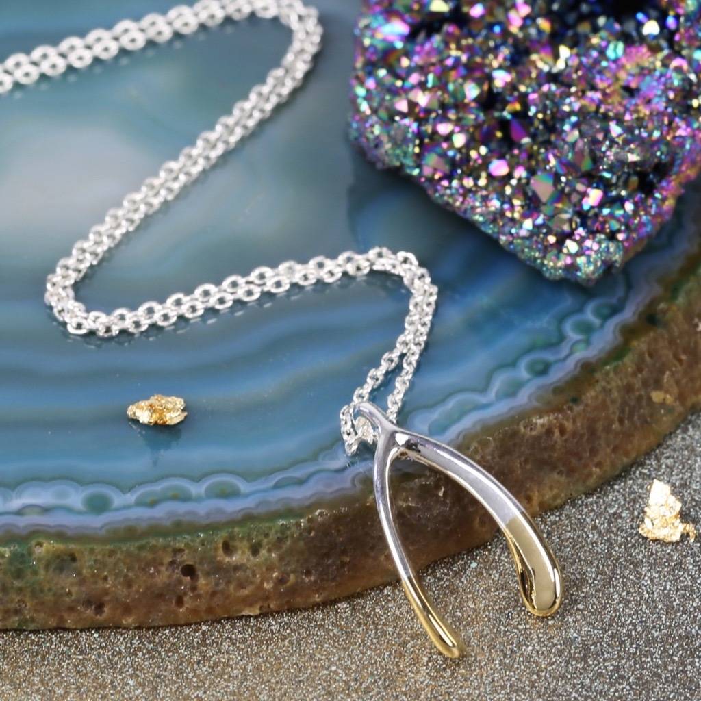 dipped wishbone necklace by lisa angel