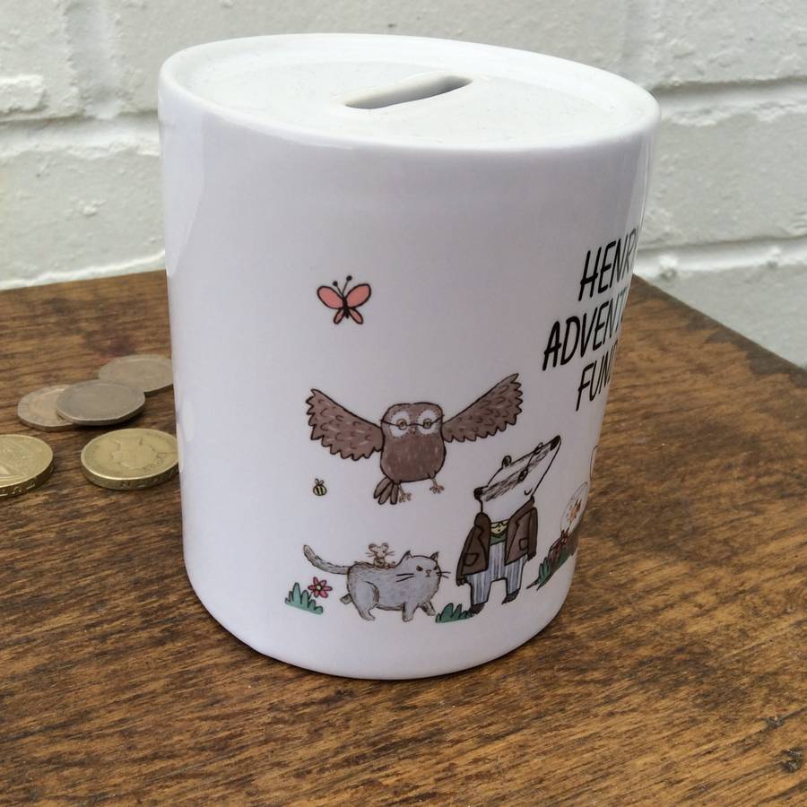 personalised children's money box by not before tea