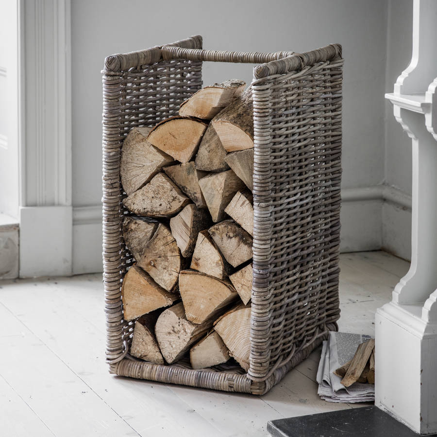 tall rattan log holder by all things brighton beautiful