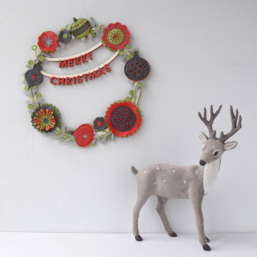 personalised bauble and flower christmas wreath by house of hooray