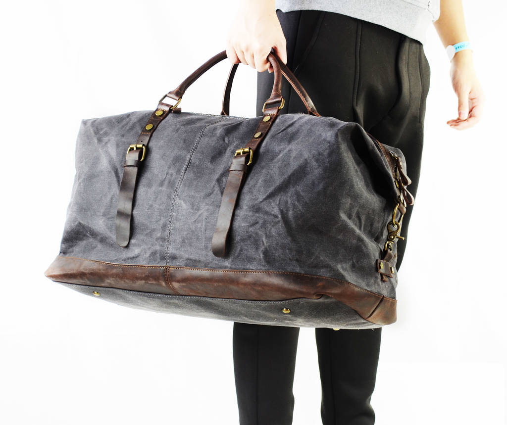 waxed canvas classic travel holdall bag by eazo