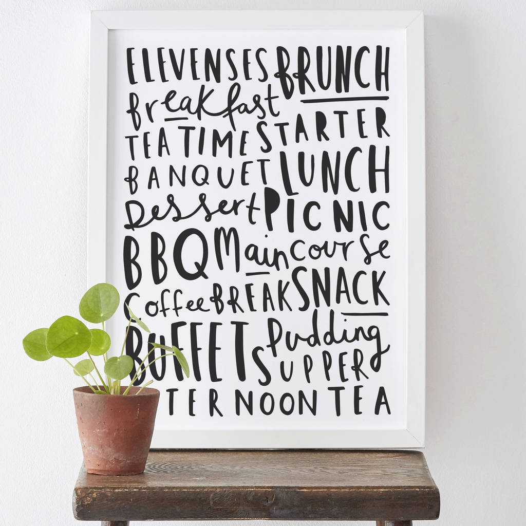 meal names kitchen print by old english company | notonthehighstreet.com