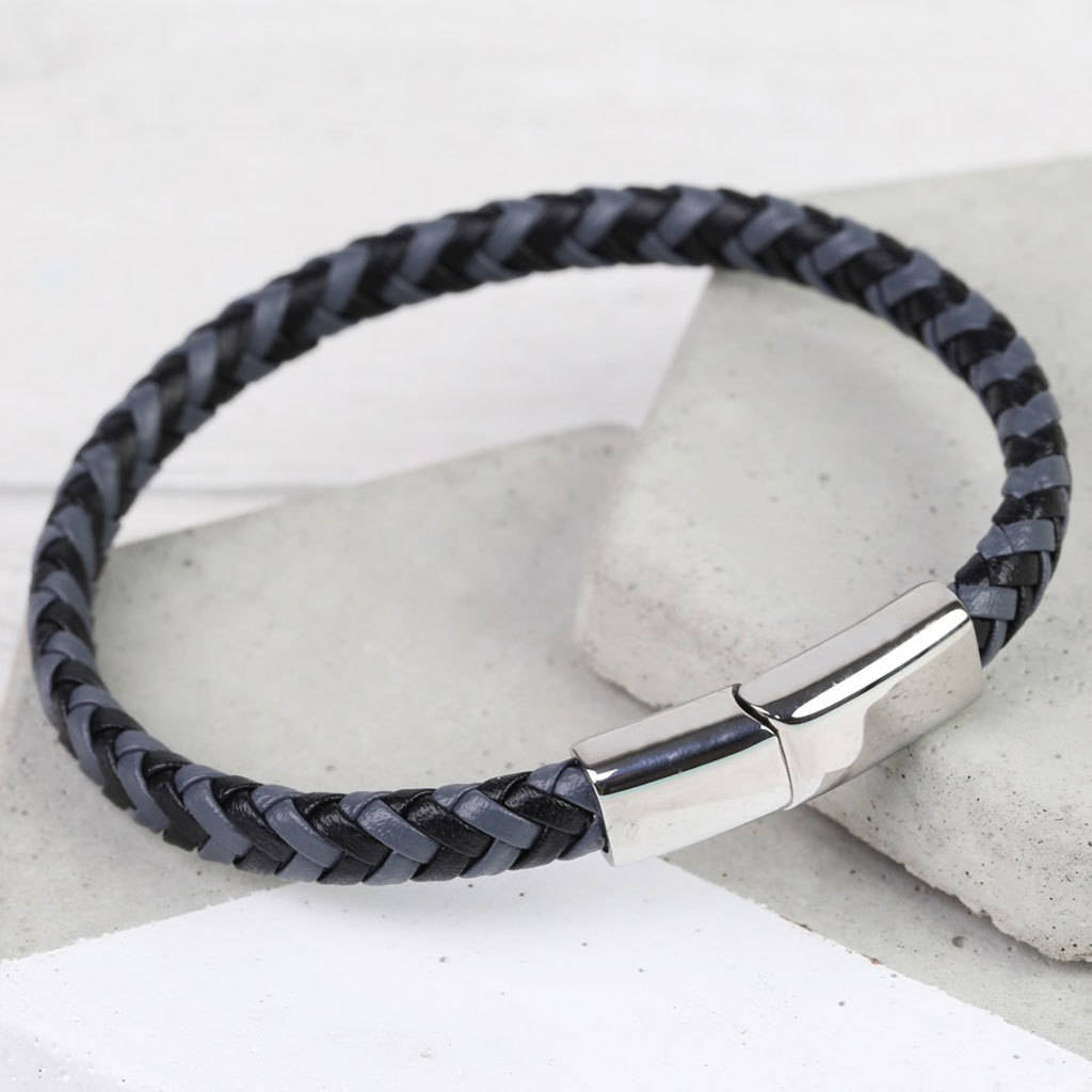 men's woven bracelet with stainless steel clasp by lisa angel