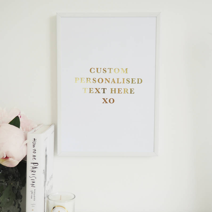 personalised custom wall art foil print by lily rose co