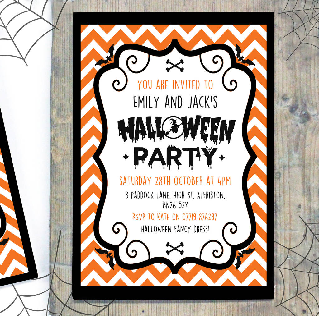 personalised children's 'halloween party' invitations by precious