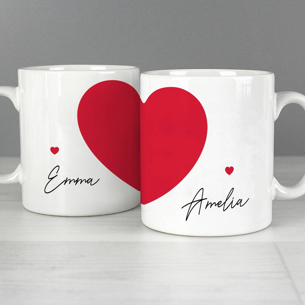 Personalised Love You Heart Pair Mugs By Sassy Bloom As Seen On TV