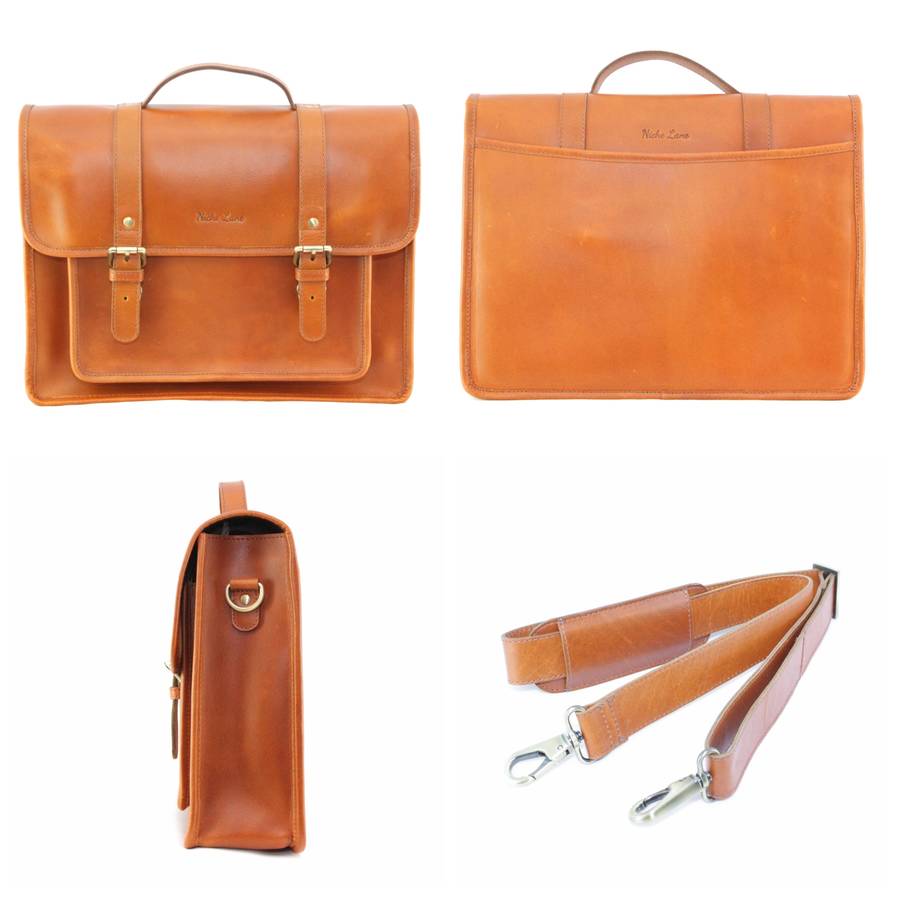 classic leather satchel bag by niche lane