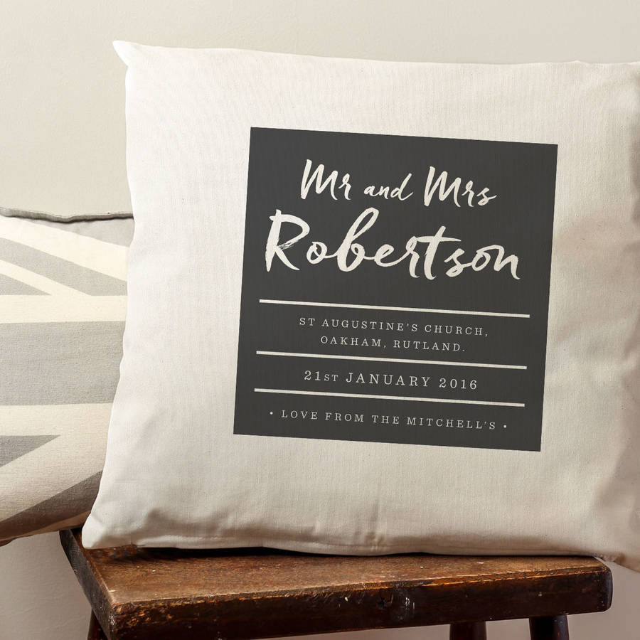 personalised wedding cushion by old english company