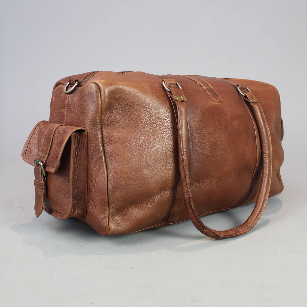 vintage style brown leather bowling bag by vintage child
