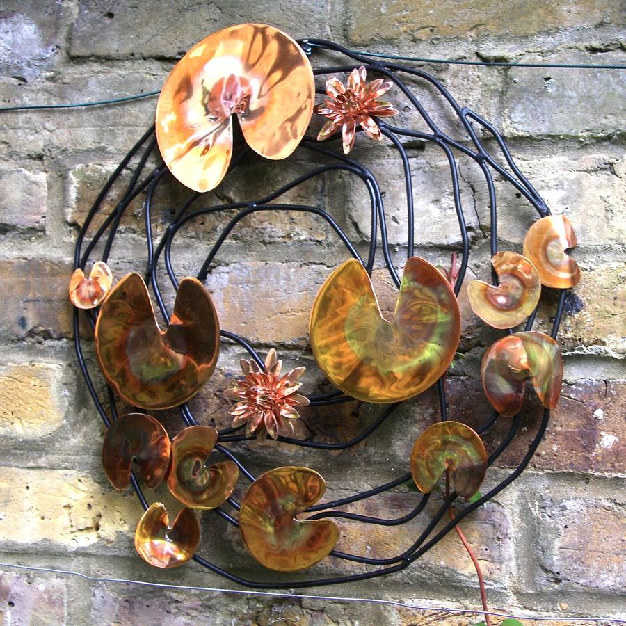 copper lilypond garden wall sculpture by london garden trading