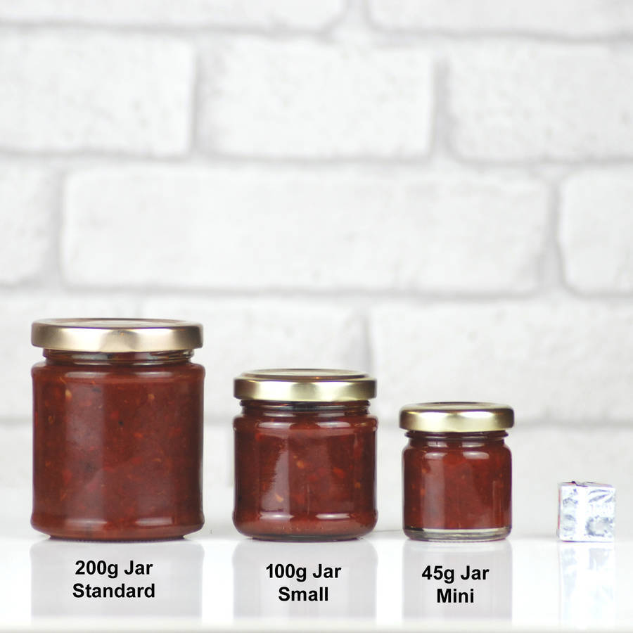 chilli jam sample jars wedding favours 100g and 45g by the smokey