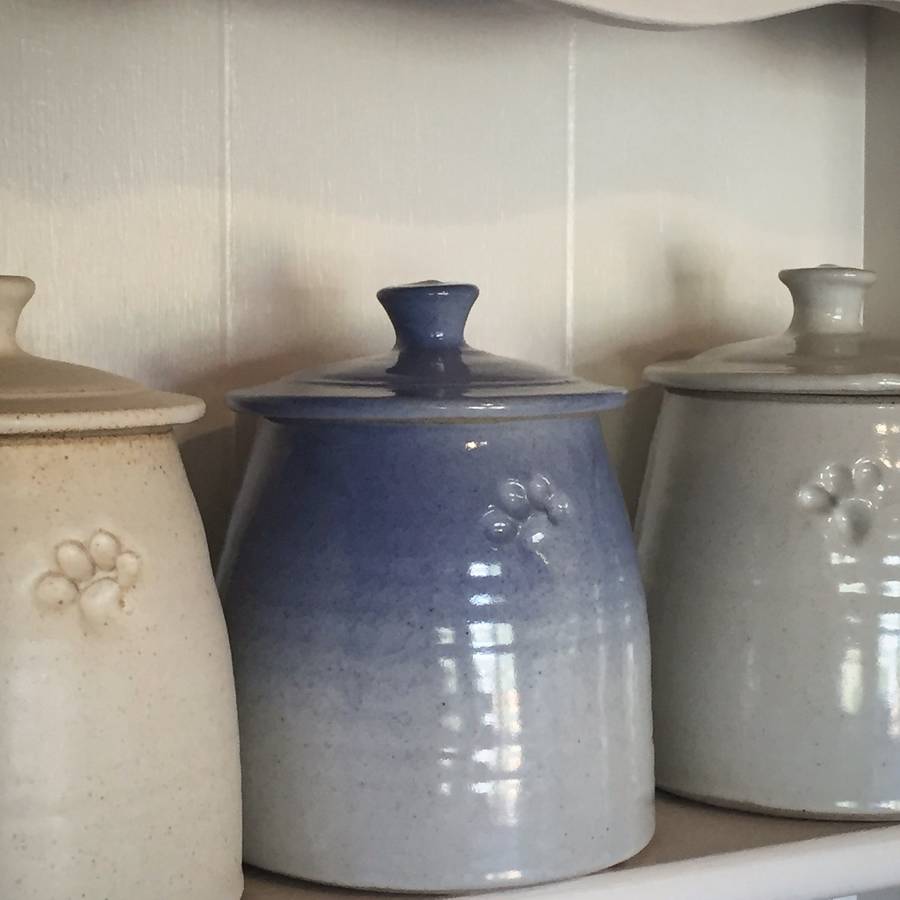 pottery dog treat jar by the dandy dog company