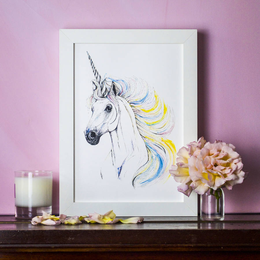 personalised rainbow unicorn print by ella johnston art & illustration
