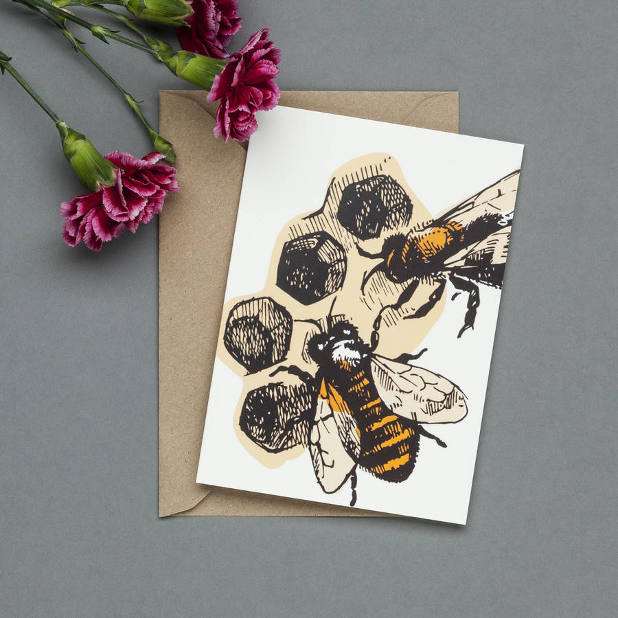 bees greeting card by eve of st. agnes