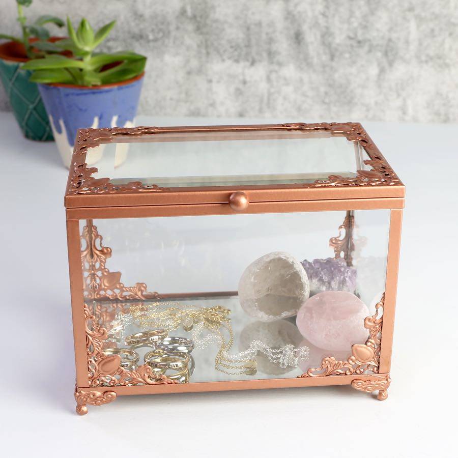 copper and glass jewellery display box by lisa angel homeware & gifts