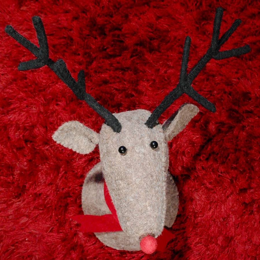 reindeer giant felt head christmas decoration by pink pineapple home