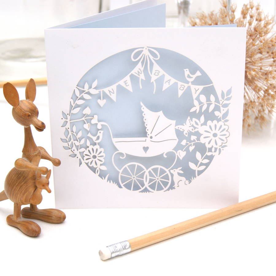 new baby laser cut greeting card by the hummingbird card company