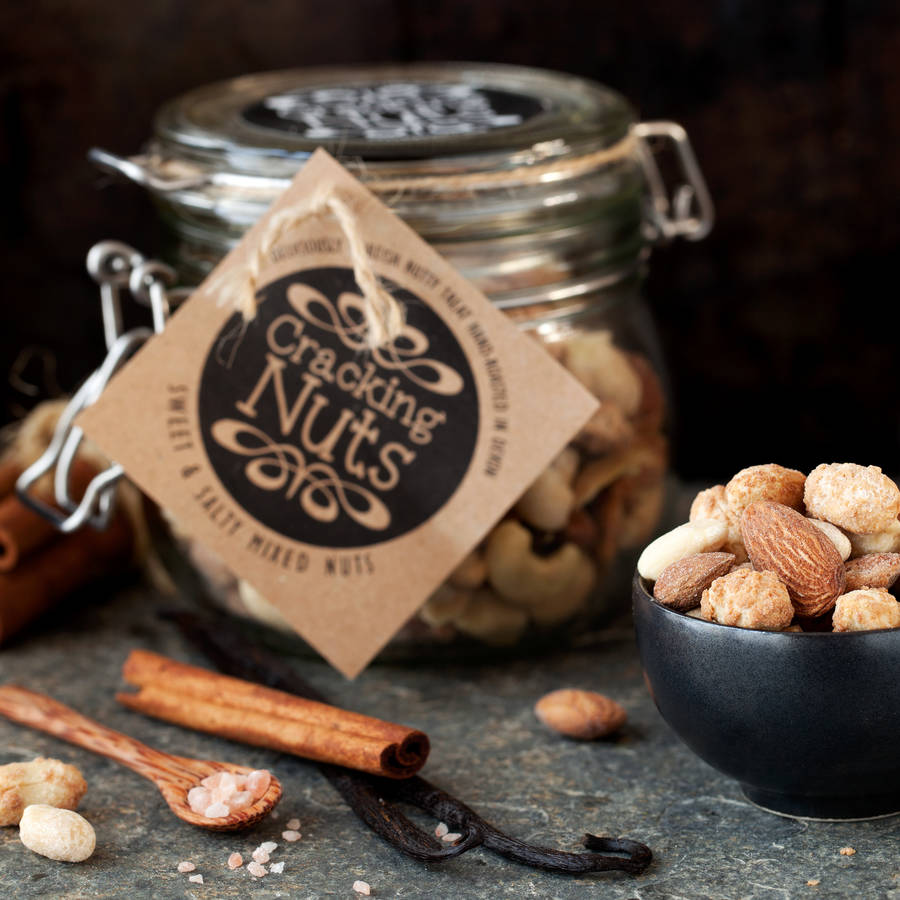 sweet and salty mixed nuts jar by cracking nuts