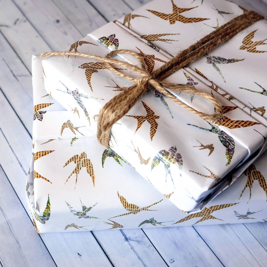swallow design wrapping paper sheets by bookishly