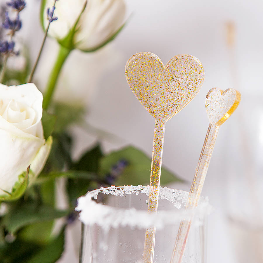 set of heart cocktail stirrers by clouds and currents