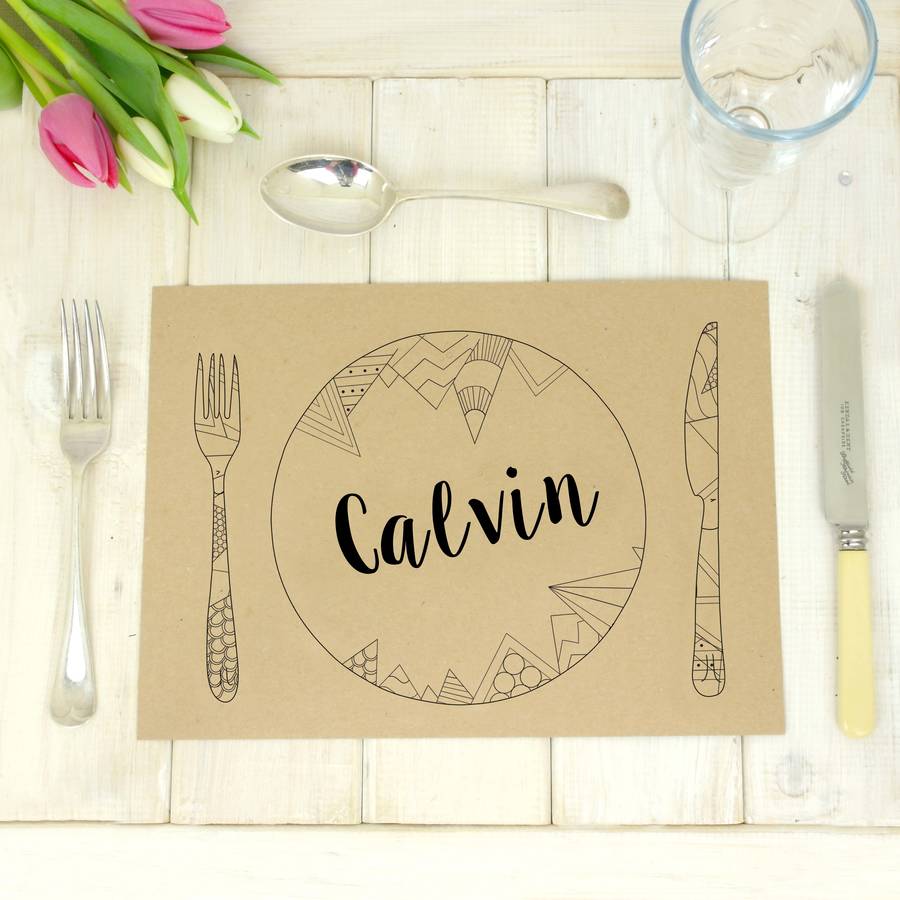 personalised kraft wedding table place mats by chi chi moi