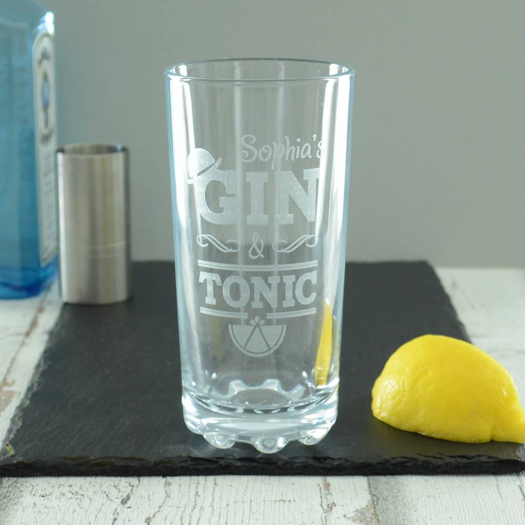 gin and tonic personalised engraved highball glass by chalk and cheese