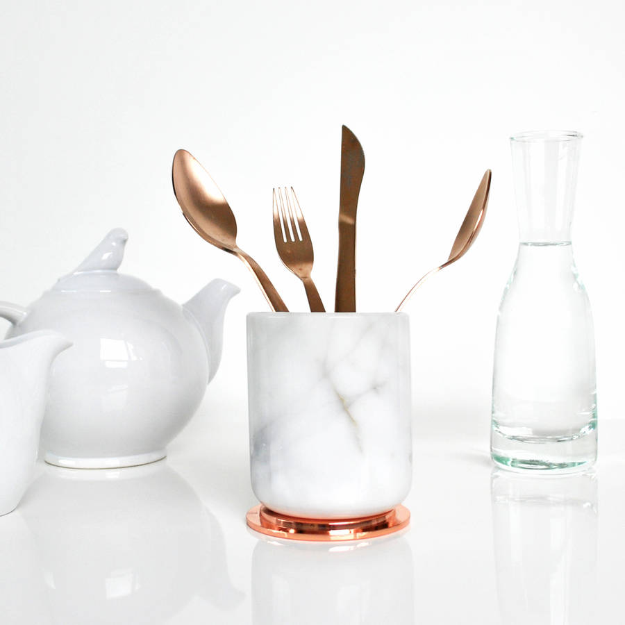 marble jar with copper lid by skandidesign