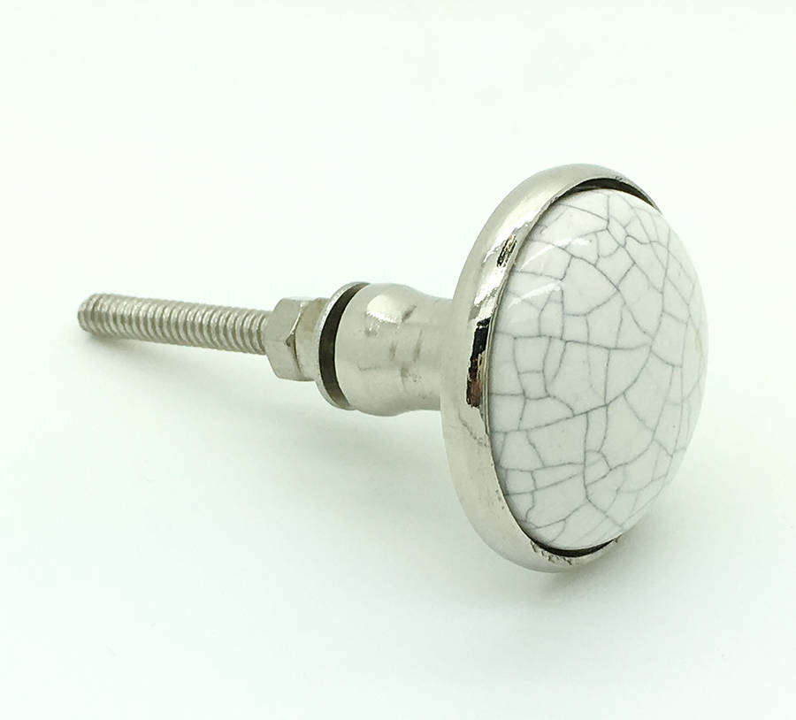 white crackle metal ceramic cupboard door knob handle by ceramic door