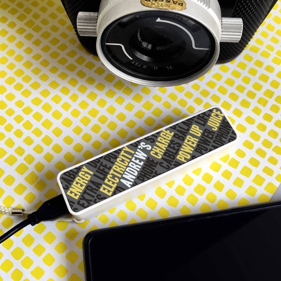 personalised 'wordplay' smart phone power bank by the little picture