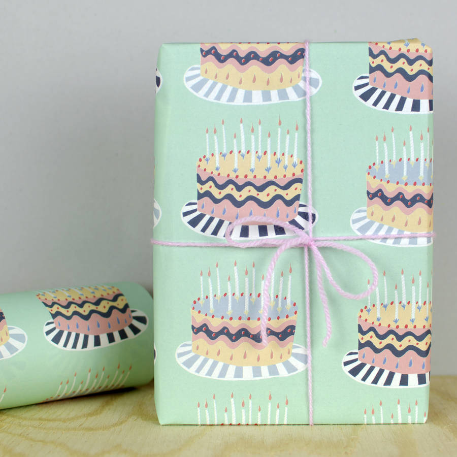birthday cake wrapping paper by louise and lygo