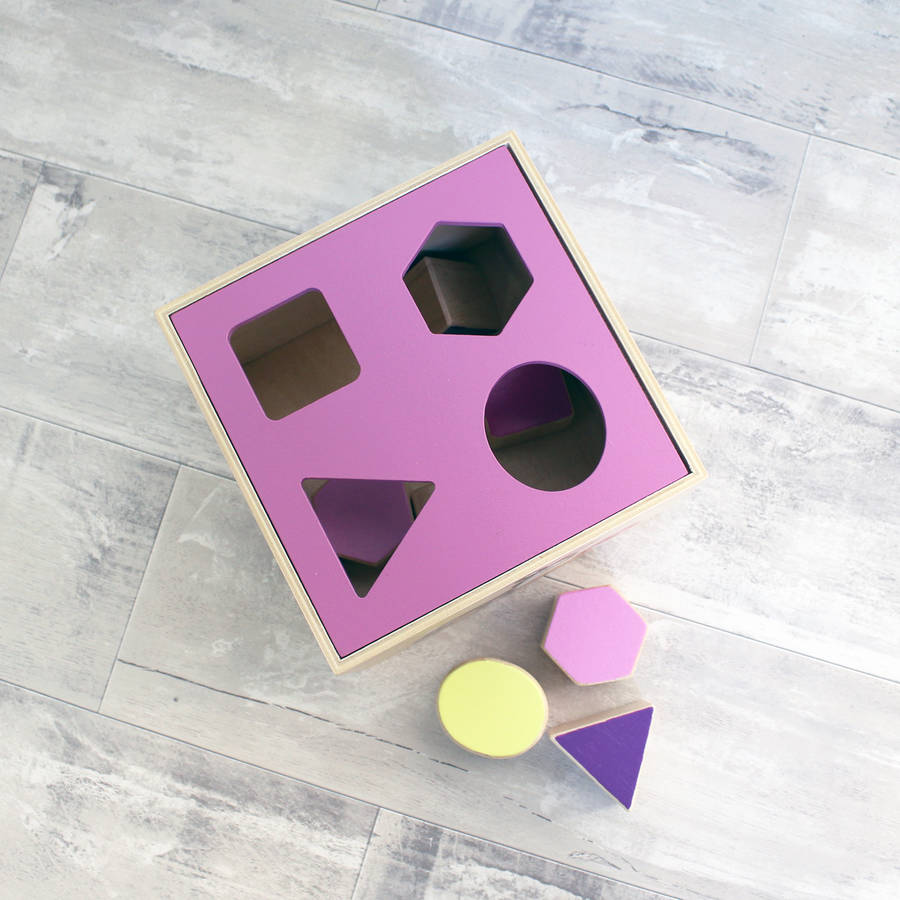 wooden shape sorter by rocket and fox