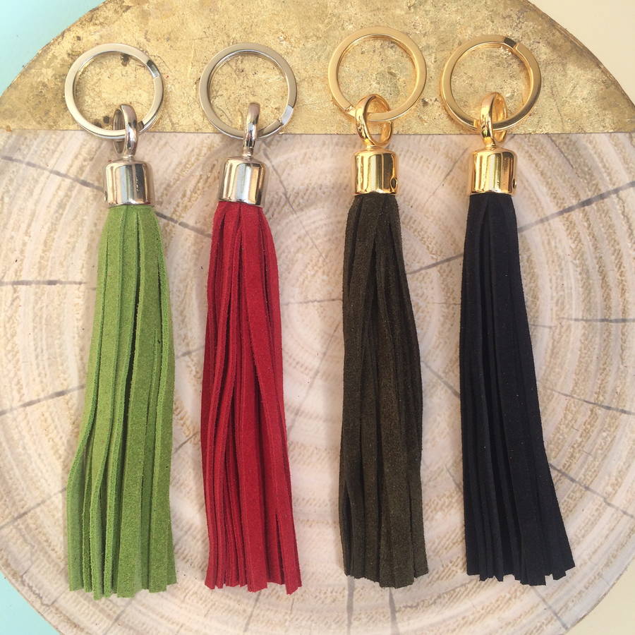 handmade suede tassel keyring by miller and jeeves