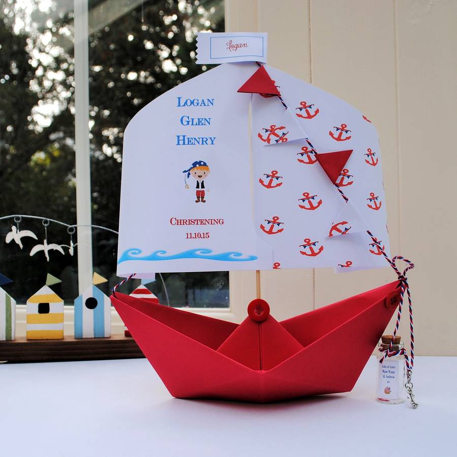 christening paper boat keepsake card by the little boathouse