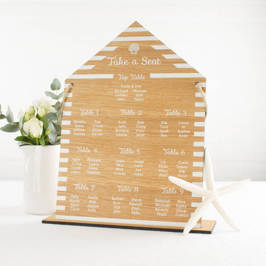 personalised wedding table plan seaside by create gift love
