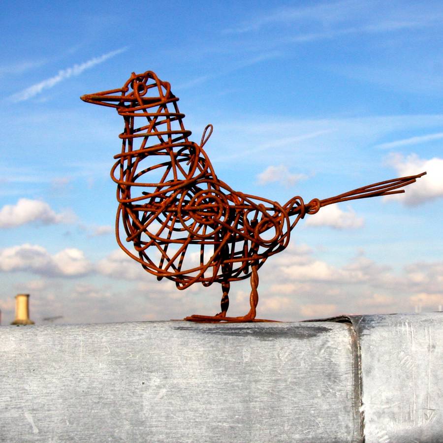set of three rusted wire bird garden sculptures by london garden
