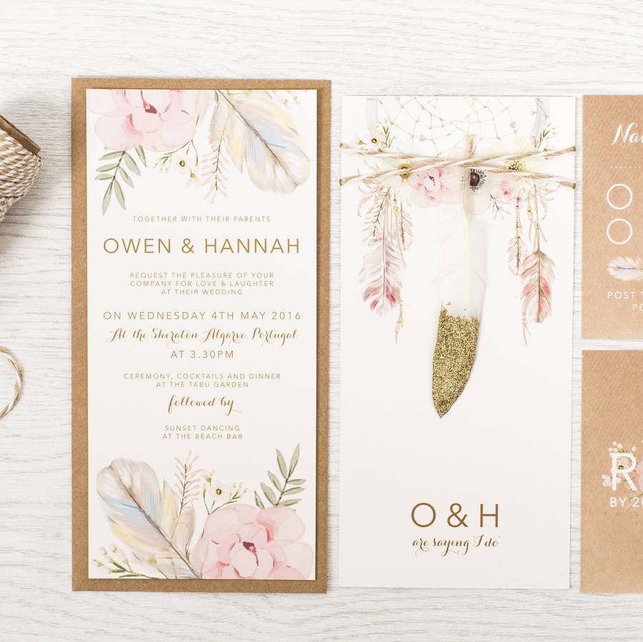 boho sparkle wedding invitation by something kinda cute | notonthehighstreet.com