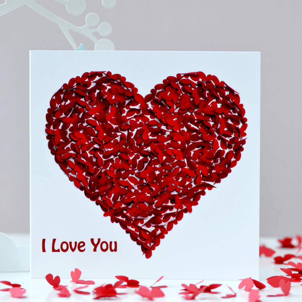 I Love You Red Butterfly Heart Card Romantic Card By Inkywool