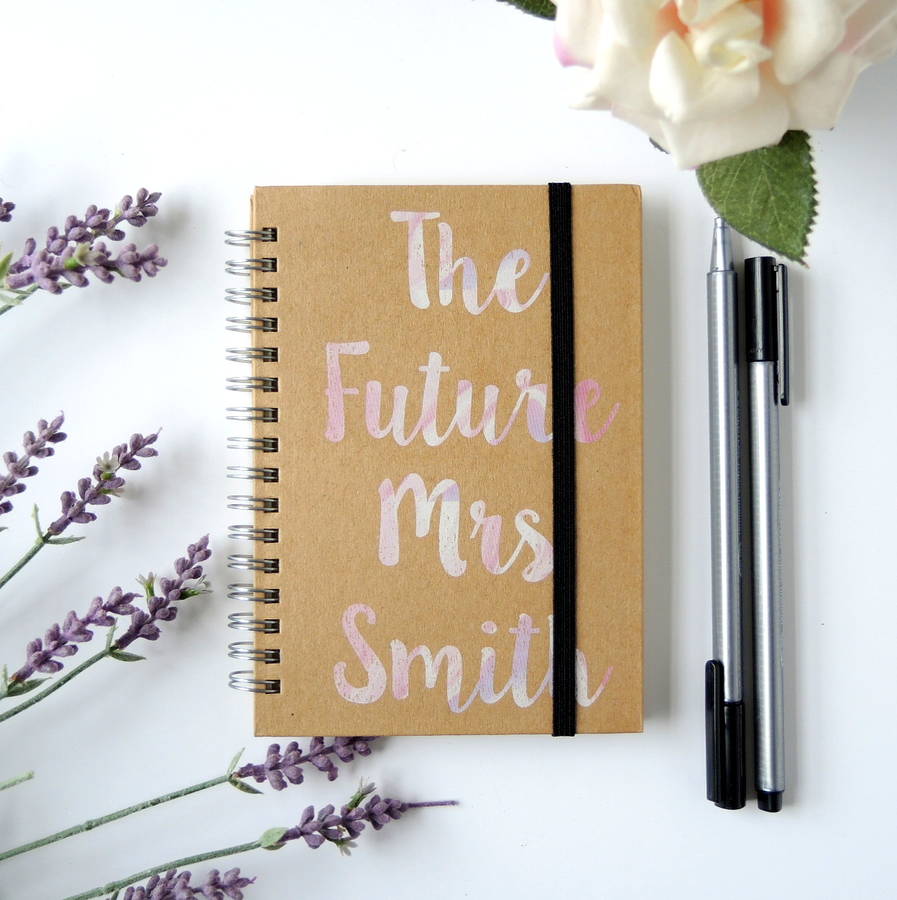 personalised a6 future mrs wedding notebook by the alphabet gift shop