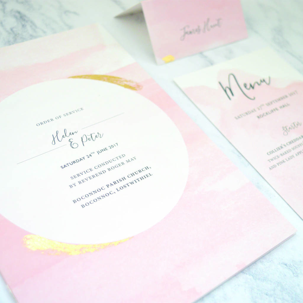 Blush Watercolour Wedding Invitation By Amanda Michelle Design