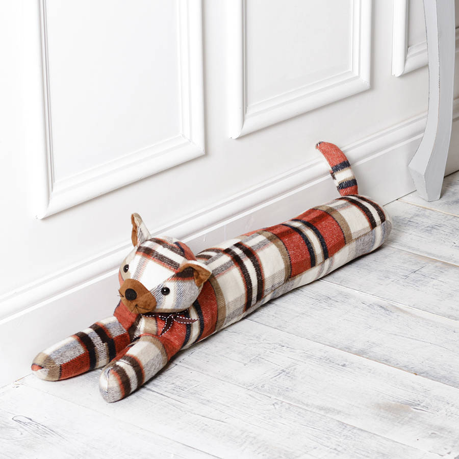brown tartan cat draught excluder by dibor