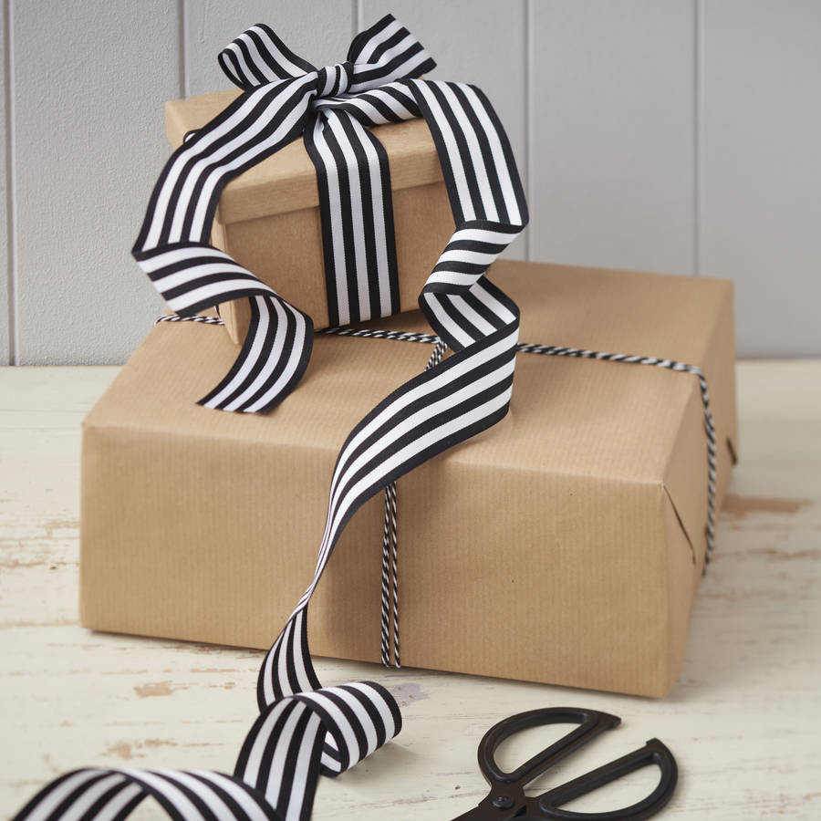 festive black and white ribbon and twine kit by ginger ray