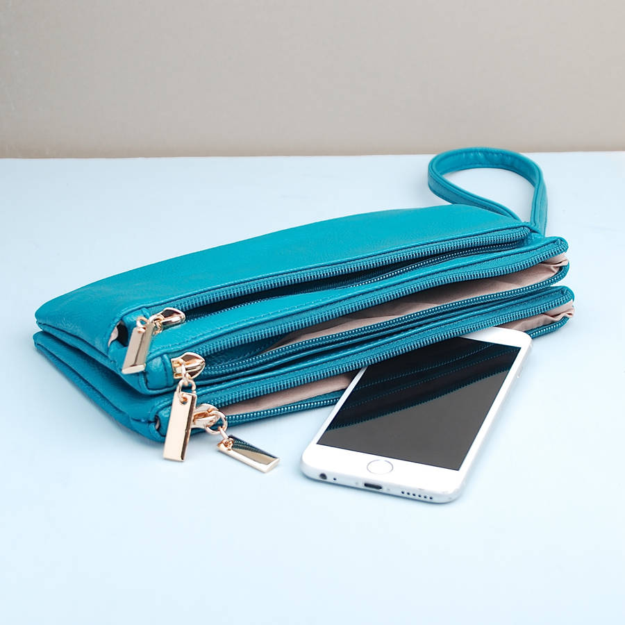 personalised essentials triple zip clutch by penelopetom