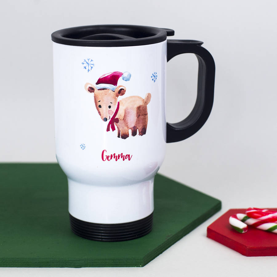 personalised christmas travel mug by xoxo