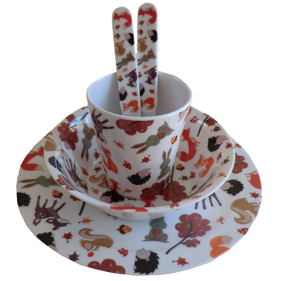 woodland melamine toddlers dinner set by little ella james