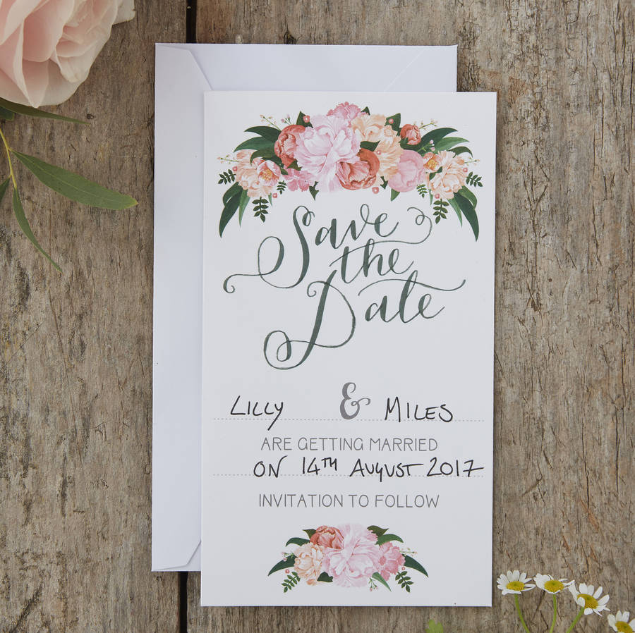boho floral save the date wedding cards by ginger ray